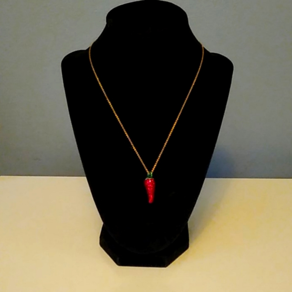 Kate Spade Rhinestone red pepper pendant necklace